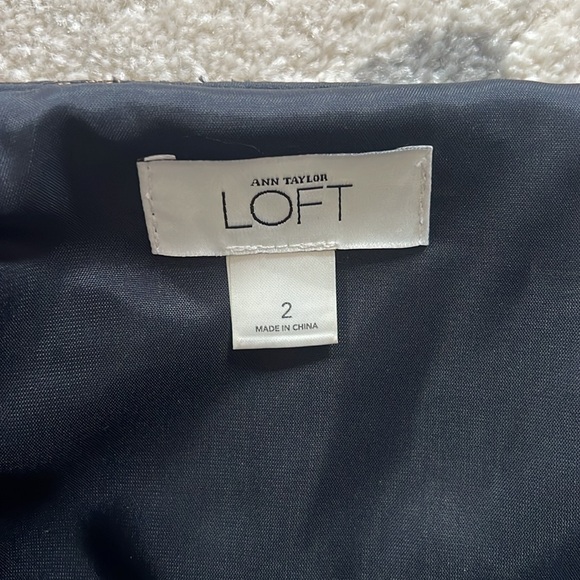 Loft size 2, sparkly beige and black (furry) lace patterned strapless dress - Picture 2 of 5